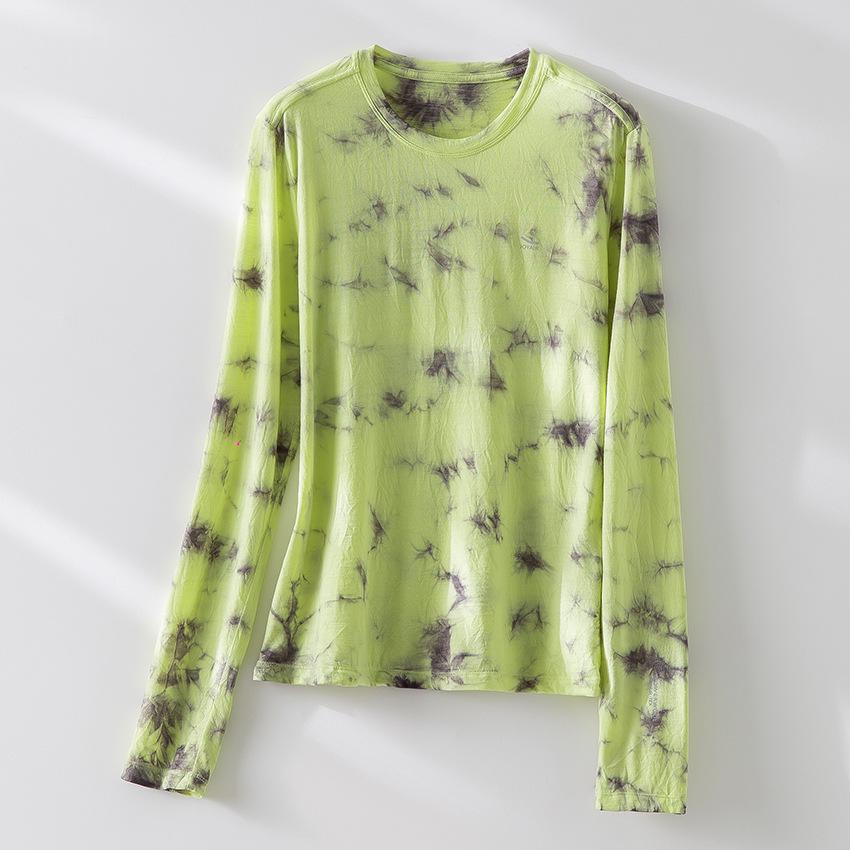 

Women s Long Sleeve Tie-Dye Merino Wool T-Shirt: Machine Washable, Round Neck, Loose Fit, Comfortable & Breathable - Spring Arrival M