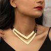 Fashion Minimalist Vintage Exaggerated Alloy V Shape Collarbone Choker For Women