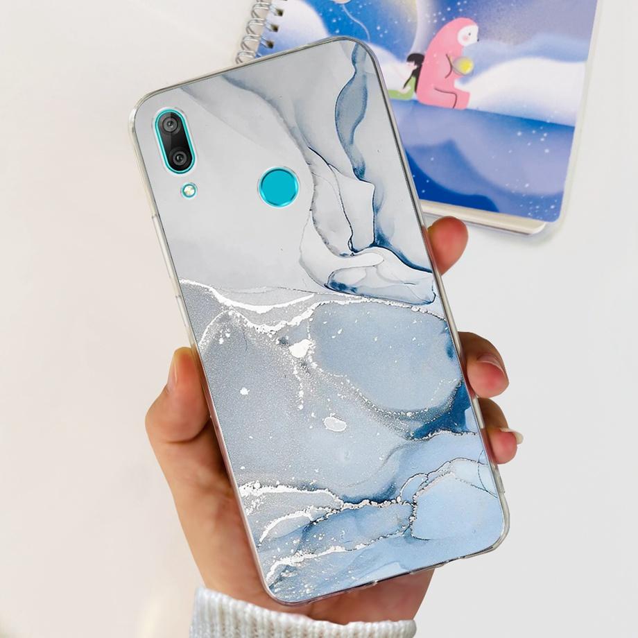 For Huawei Y7 (2019) Phone Case Huawei Y7P 2020 Back Cover Transparent Slim Soft TPU Rubber Bumper Child Fashion Cartoon Pattern