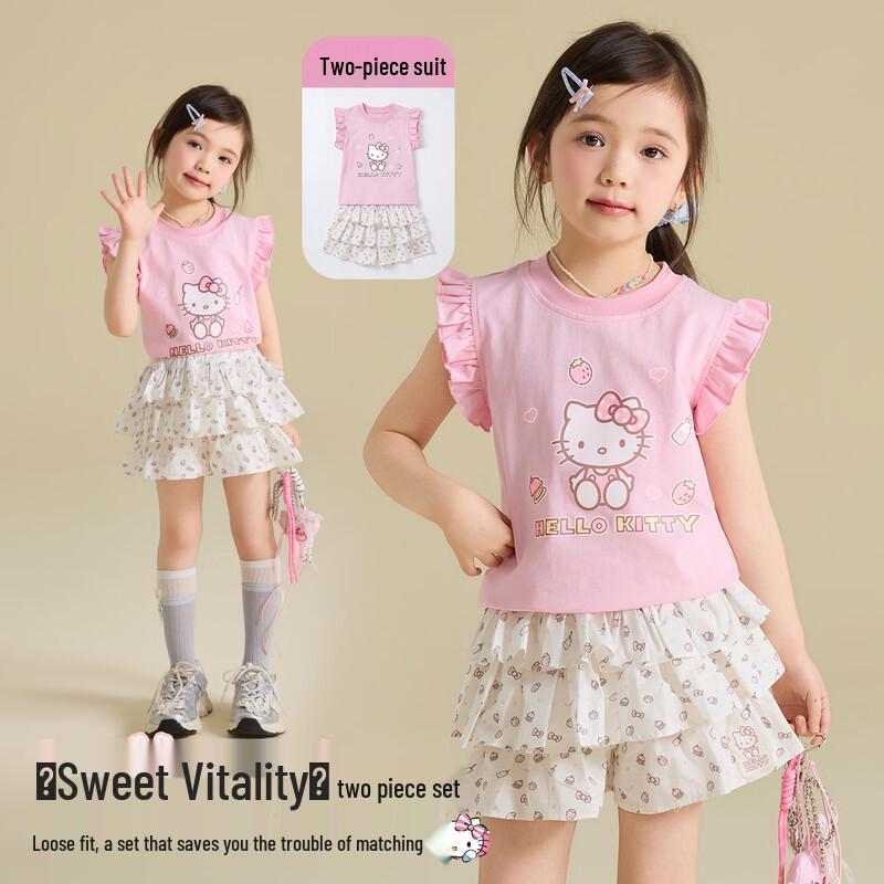 Hello Kitty Girls  Summer Ruffle Two-Piece Set 140