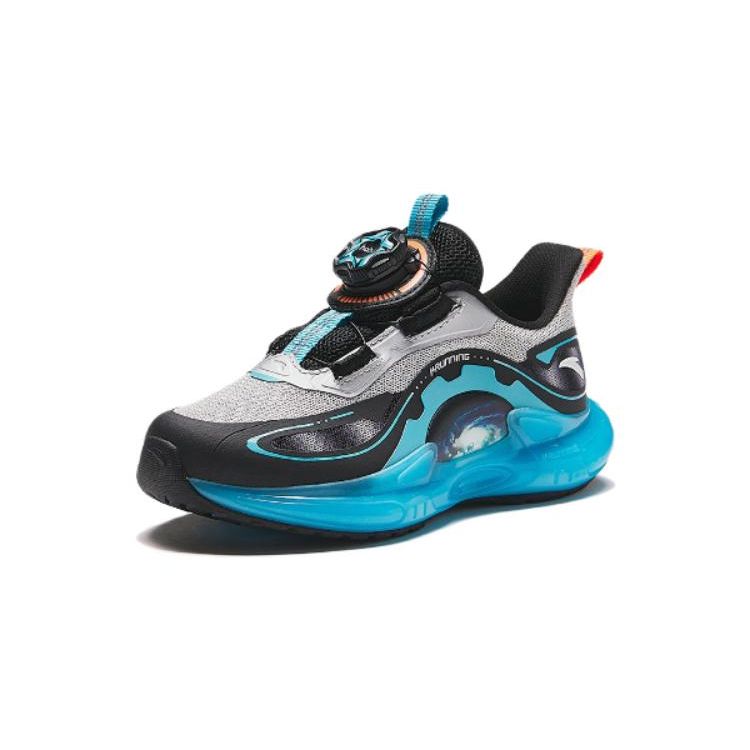Anta Kids Round Head Knob Shock Absorbing Wear Resistant Low Top Running Shoes Kids Running Shoes Silver Black Blue 312419901-4