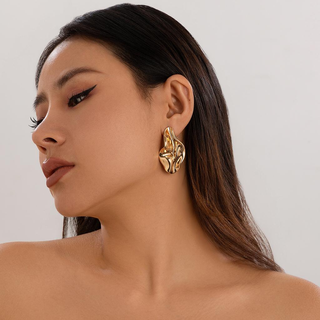 Irregular Hollow Twisted Circular Earrings, Geometric Minimalist Style Earrings, Versatile Earrings For Women'S Daily Wear