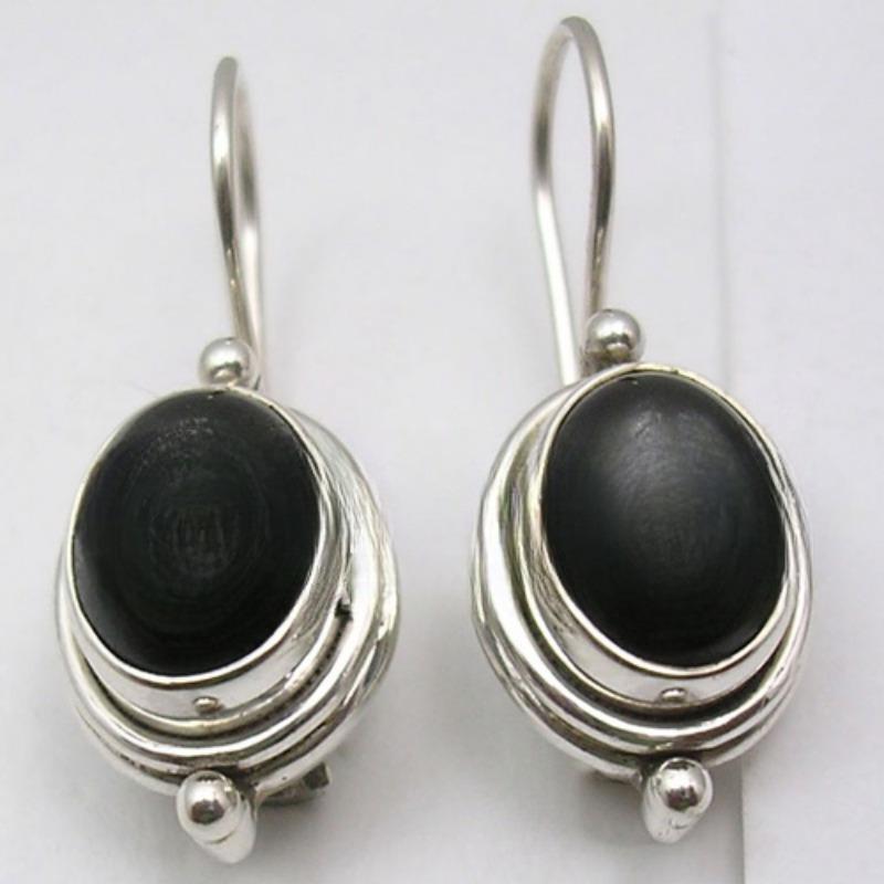 Simple and Retro Oval Black Elegant Women's Pendant Earrings Perfect Accessories for Daily Gifts