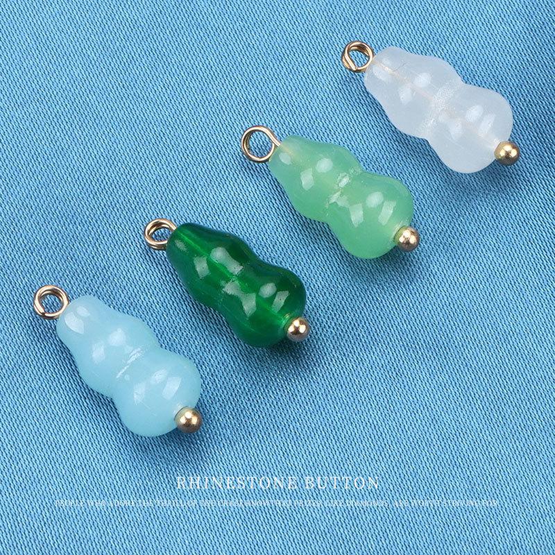 5pcs Gourd Buckle Round Chinese Imitation Jade Glass Button Chan Suit Tang Suit Gold Nail Handmade Disc Buckle Cheongsam Hanfu Button