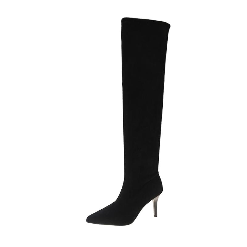 Fashion Fashionable Long Tube Boots Women's 2025 Autumn Winter New Pointed Toe High Heel Straight Thin Boot Thick Heel Versatile