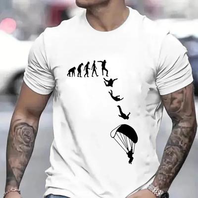 Men Tshirt Funny Skydiving Graphic Y2k Tops Sky Diving Short Sleeve Tees Skydiver Clothing Parachute Evolution Jumping Shirts