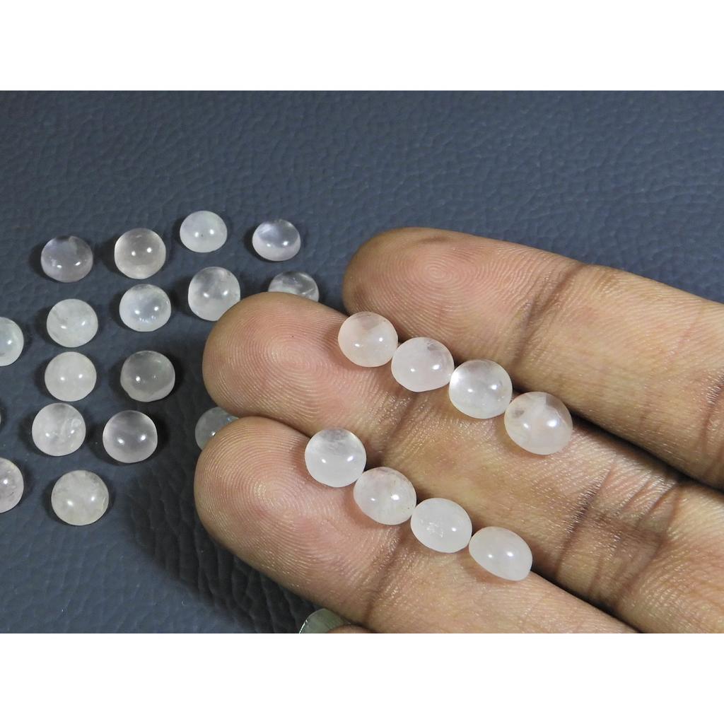 7X7 MM Natural Rose Quartz Round Cabochon Loose Gemstone 28Pcs Lot 40Cts. A-337