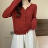 Women's Autumn Knit Cardigan: Short, Simple, Versatile Loose Fit, Casual Round Neck Long Sleeve Jacket