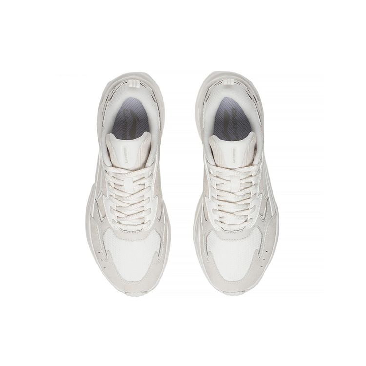 Li Ning Qixing Casual Fabric Synthetic Leather Shock Absorbing Non-Slip Wear-Resistant Low-Top Running Shoes Women sneaker White Gray ARLS024-2
