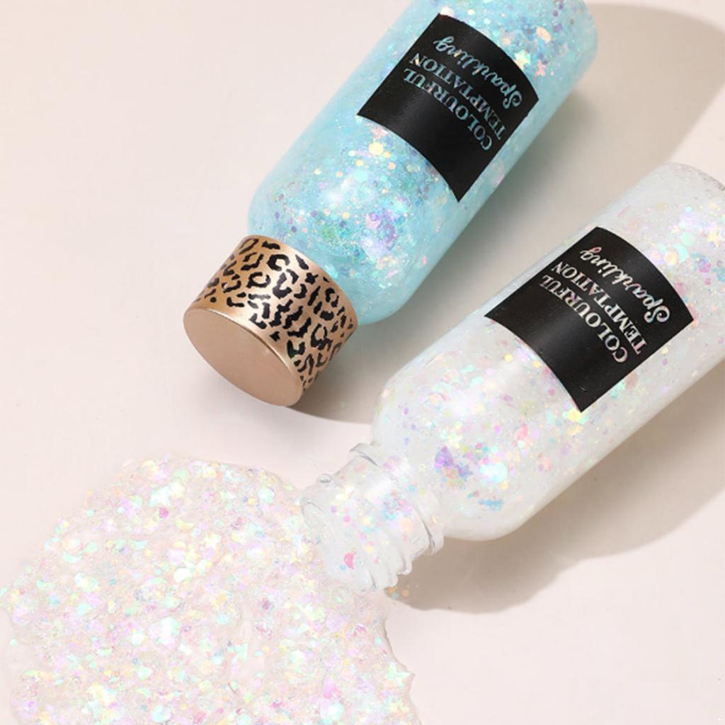 Pearlescent Gel Eyeshadow Liquid with Sequins Sparkling High Glitter for Face and Body Makeup