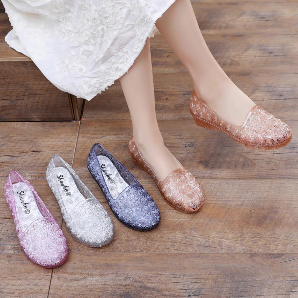 Crystal, Hollowed Out, Women's, Single Shoe, Outerwear, Lightweight, Comfortable, Casual Shoes, Flat Shoes, Sandals