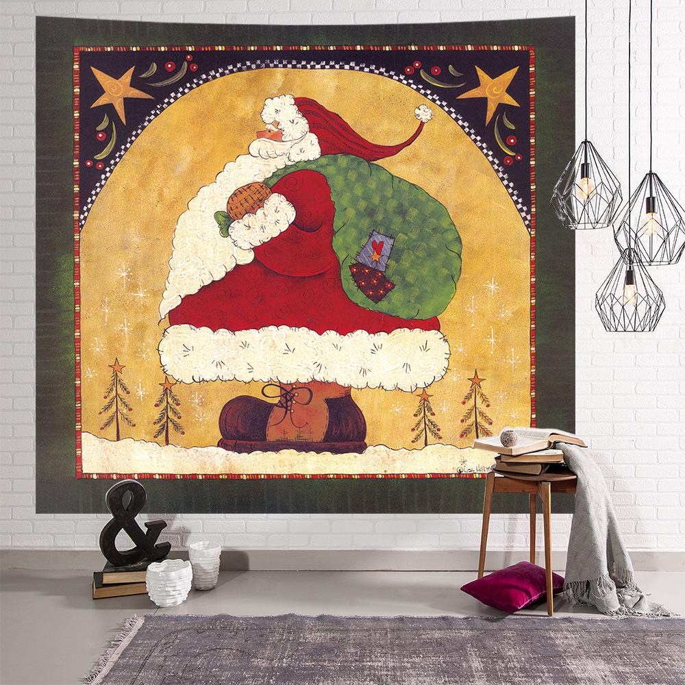 Santa Claus Tapestry Wall Hanging  Art Decoration Background Cloth Dormitory Living Room  Christmas Home