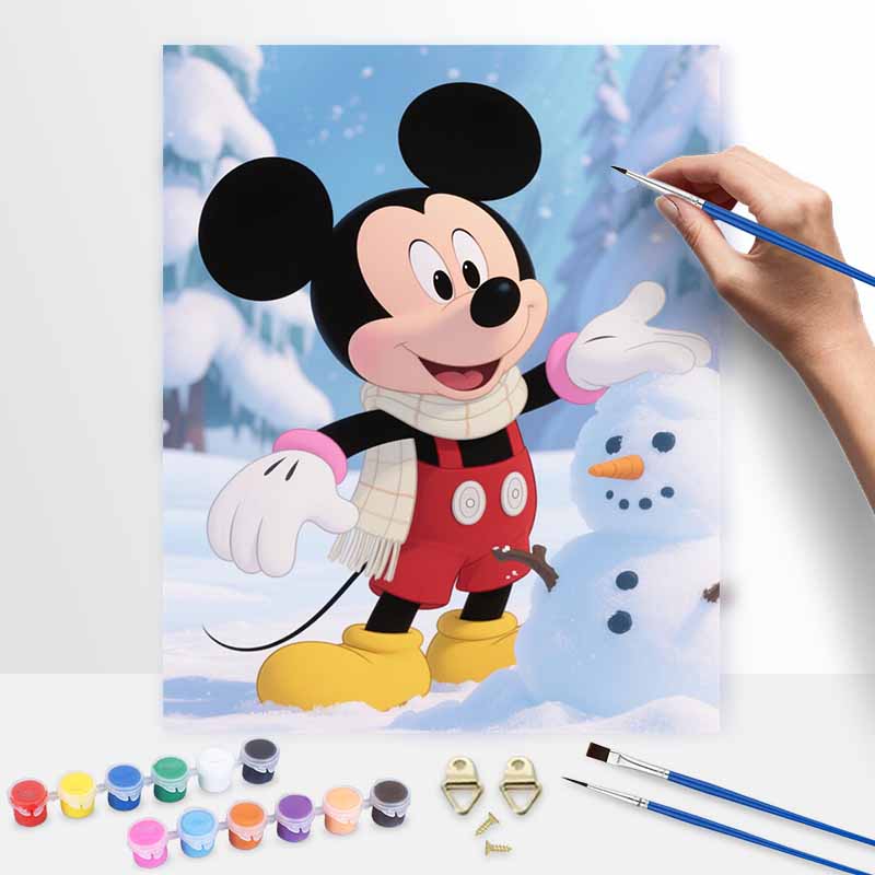 Disney Mickey Mouse Winter Snowman Digital Oil Painting Hand Painting Kit Diy Home Decoration
