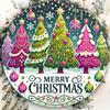 Vintage Merry Christmas Iron Wall Art Pink Blue Tree Wreath Rustic Home Decor Gift