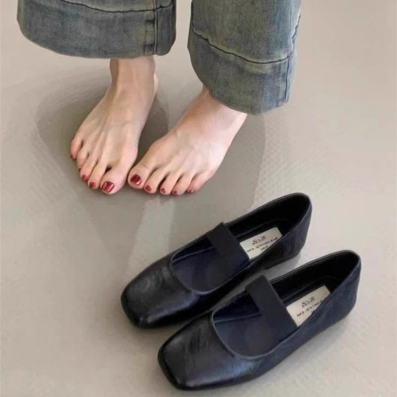 Single shoes women's Xiaoxiangfeng flats 2025 spring new Mary Jane women's shoes square head ladyshoes evening breeze gentle shoes