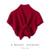 European Style 100% Pure Cashmere Knit Hollowed Small Travel Shawl for Autumn/Winter