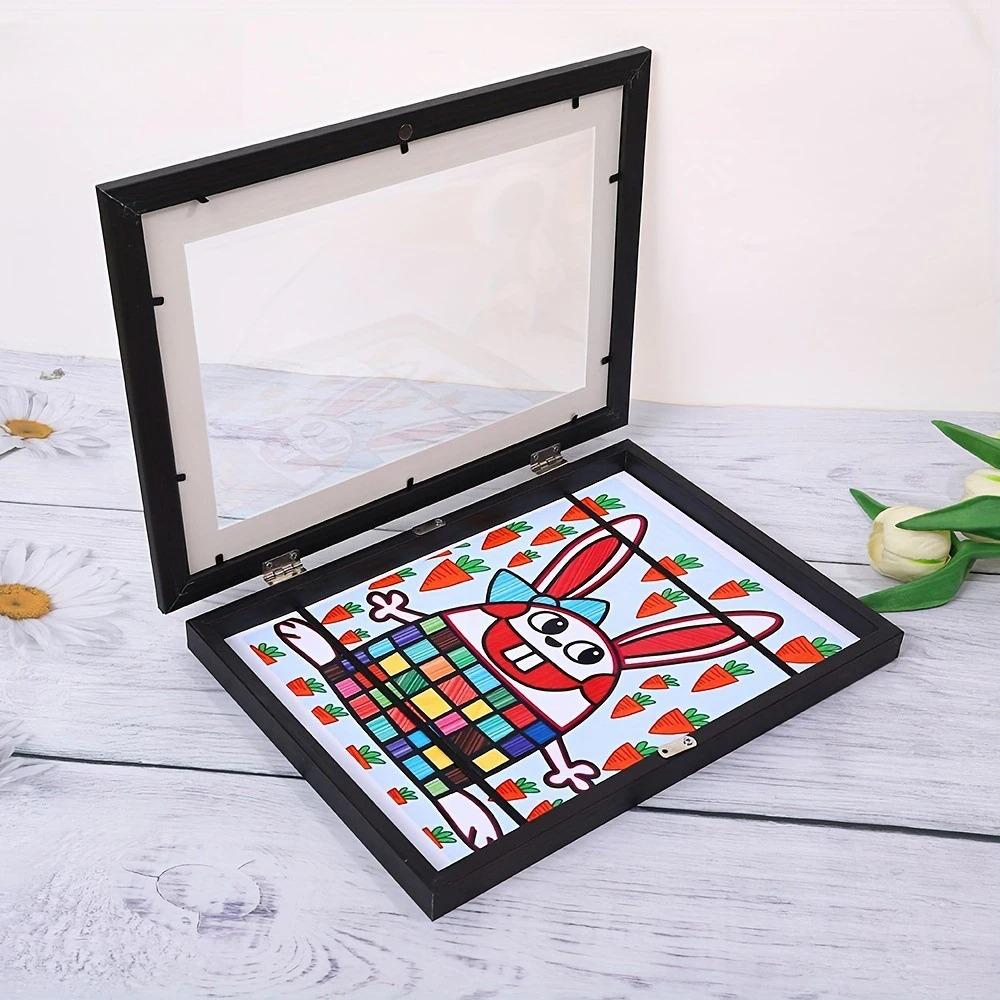Flip Up Wooden Photo Frame, Magnetic Suction Frame, A4 Children's Photo Frame, Storage Frame, Art Work Certificate Frame