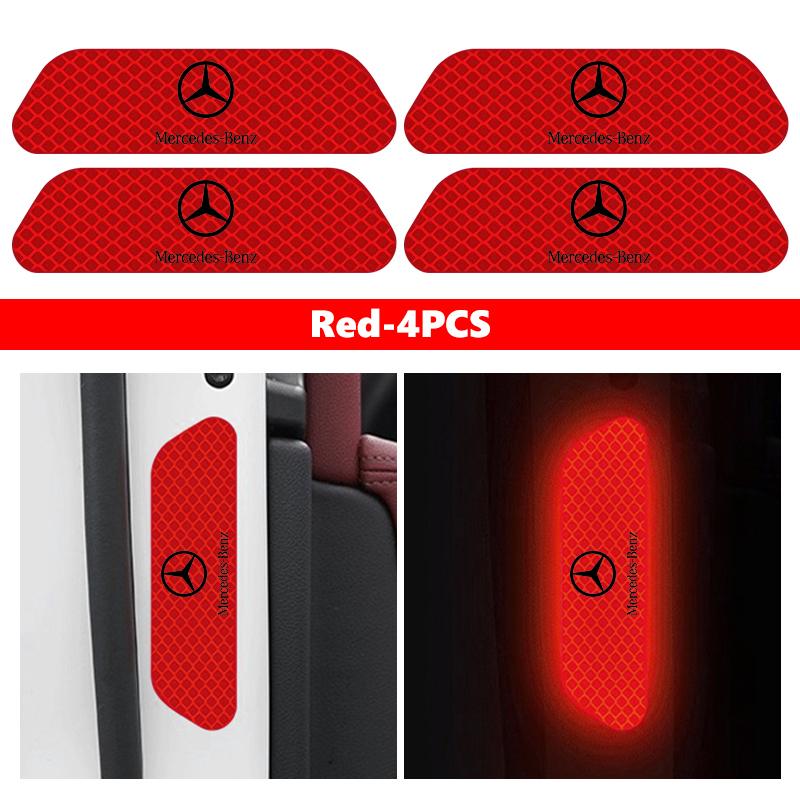 Night Reflective Car Door Sticker Safety Warning Reflector Tape Decal Accessories For Benz AMG VIANO GLB GLC GLE GLK W108 W124 BW0