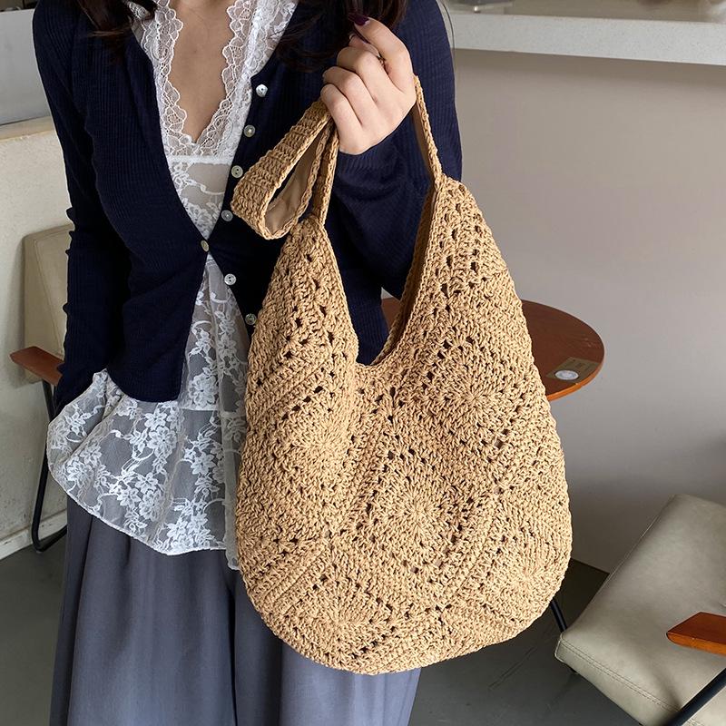 2025 Große Kapazität Mori-Stil Häkel-Baumwolle Schulter-Strand-Tragetasche
