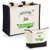Duo Jute Tote Bag and Baby Pouch Best of All Time Baby Gift Birthday Christmas | Shopping Bag Makeup Pouch Shopping
