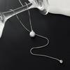 Salircon Minimalism Trendy Stainless Steel Long Snake Chain Necklace For Women Elegant Imitation Pearl Pendant Choker Jewelry