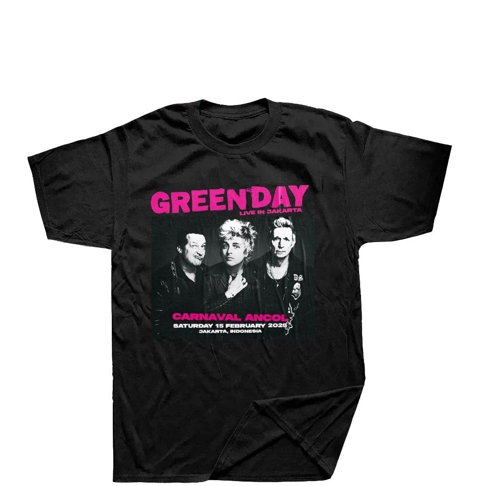2025 Summer Men's and Women's Short Sleeve Green Punk T-shirt American Retro Rock Style Trend Cotton Short Sleeve Oversize Top