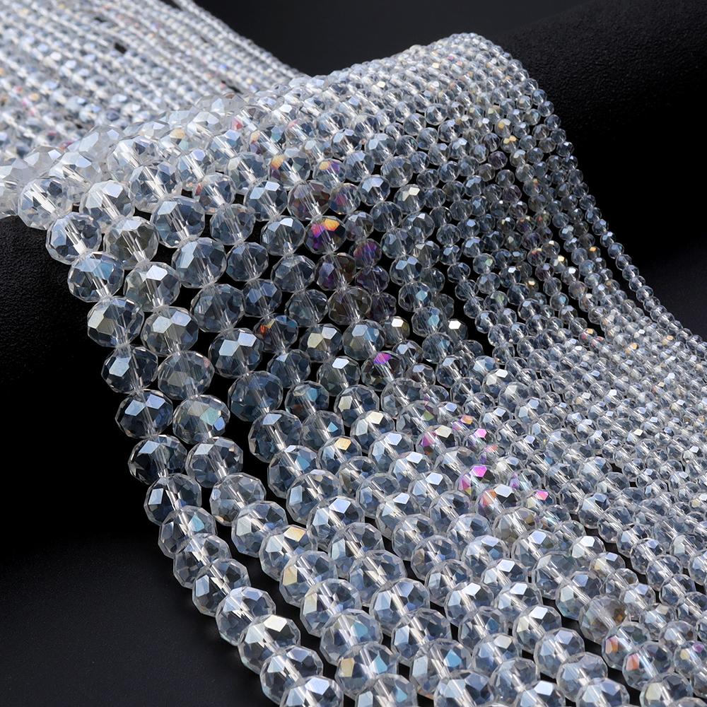 3/4/6/8/10mm Austria Faceted Glass Crystal Beads White Loose Spacer Beads For Jewelry Making DIY Bracelet Necklace Accessories