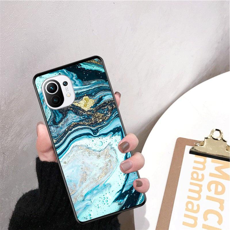 Carcasă de telefon cu marmură albastru închis pentru Xiaomi 12 Mi 10T 11T 11 Pro 10 10T 11 lite 10pro 11Ultra Poco X3 Pro Poco F3 M3