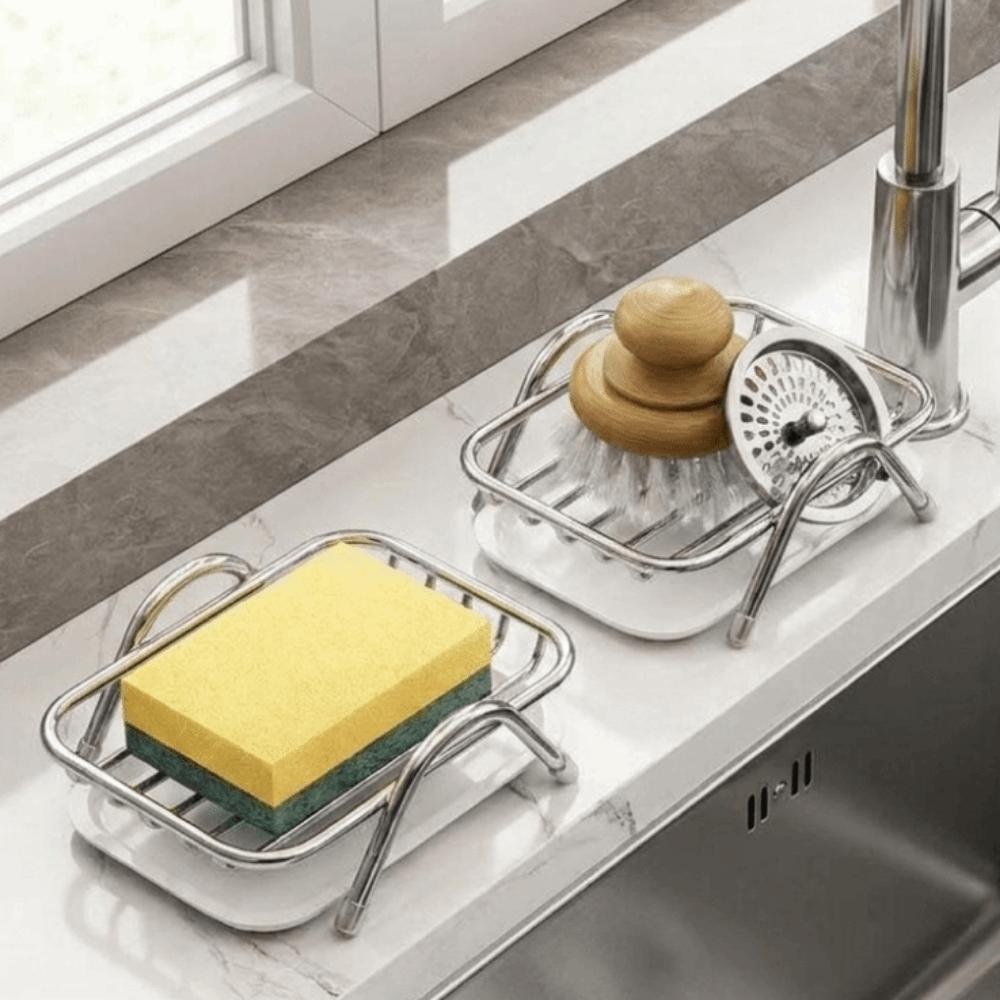 2PCS Rustproof Stainless Steel Soap Rack Non-Slip Soap Tray Modern Soap Storage Rack  Wet Areas