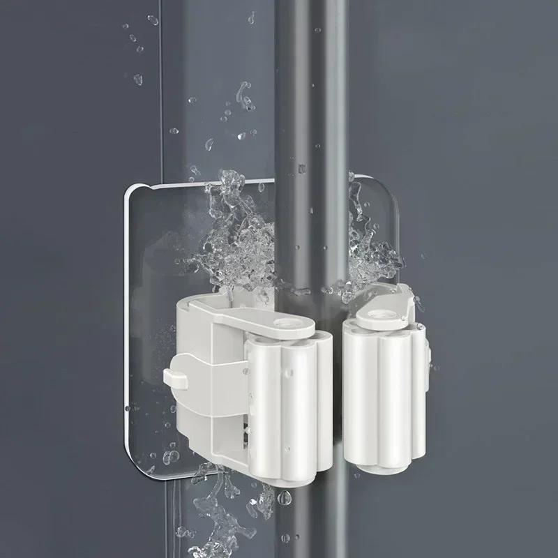 Mopp Besen Aufbewahrungshaken Wandmontiert Stanzfrei Mopphalter Clip Mehrzweck Aufbewahrungsregal Spurlos Haken Wasserdichter Besenhalter