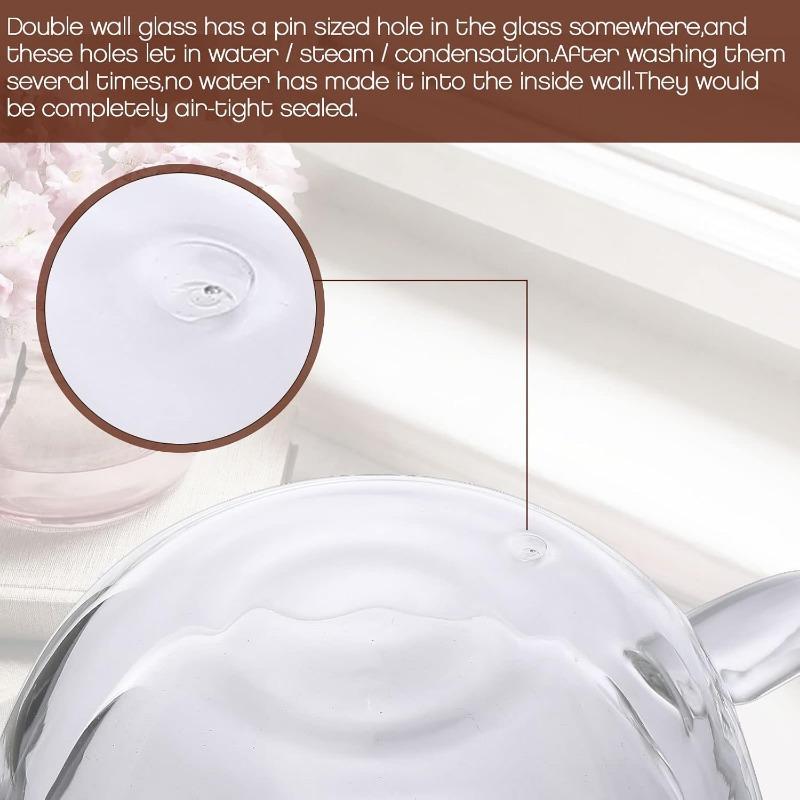 15 Pcs Double Walled Espresso Cups Insulated Clear Tea Cups with Handle Glass Coffee Mug