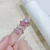 Fashion Cross Double-Row Pink And White Zir*****Pening Adjustable Ring Temperament Color Treasure Exquisite Niche High-End Ring