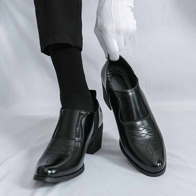 Aukštos Kokybės Brogue Platforminiai Odiniai Batai Vyrams Klasikiniai Stori Aukšti Kulnai Vestuviniai Verslo Socialiniai Batai Vyrams Formalūs Biuro Odiniai