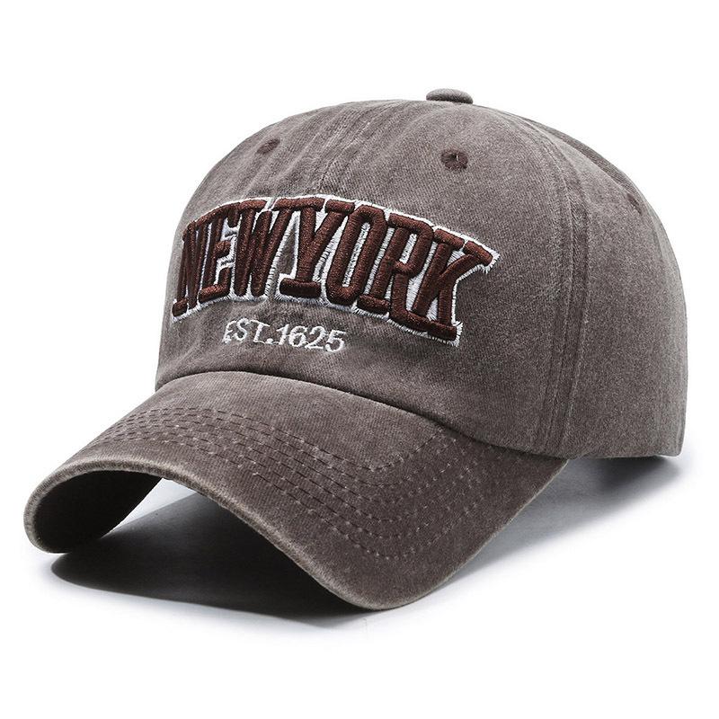 

Шляпа Мужская модная повседневная ретро бейсболка Модная старая потертая тканевая солнцезащитная шляпа Корейская версия женской кепки Adjustable темно-коричневого