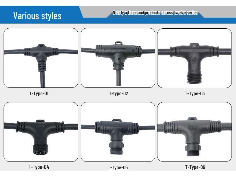 Waterproof Metal T-Type Tee Connector for 2, 3, or 4-Core Sensors, Ideal for Easy Docking at Base Stations