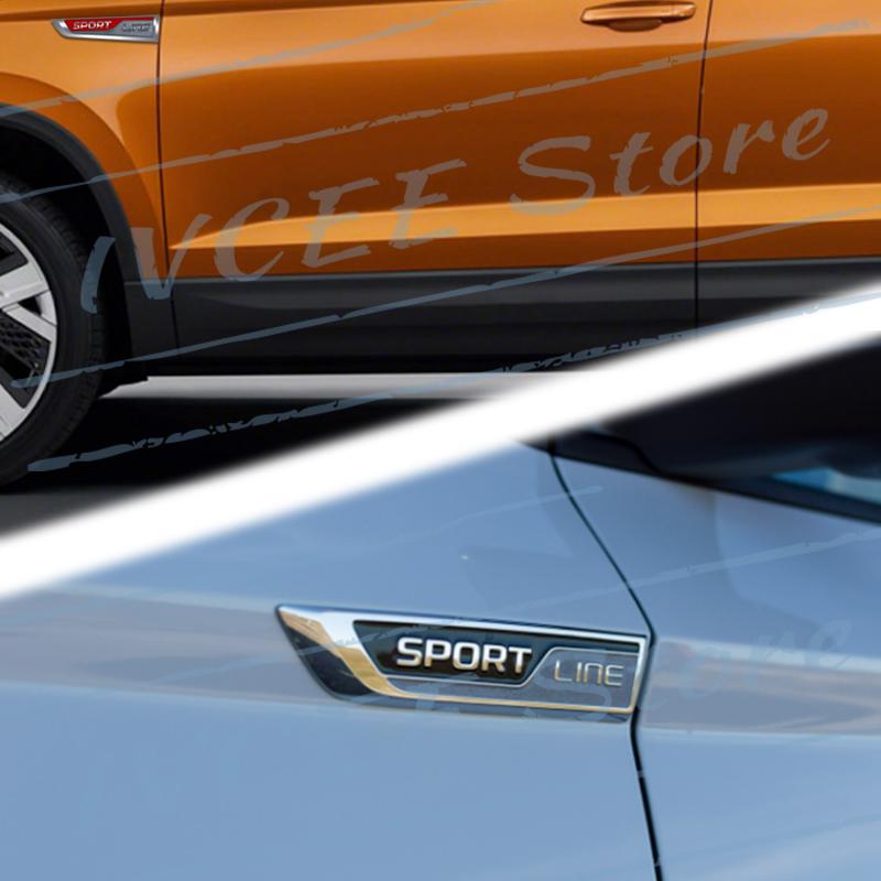 1 Set Auto Metaal Sportlijn Embleem Zijdebody Badge Sticker Voor Skoda Kodiaq Karoq Superb Octavia Fabia Rapid VRS 4X4