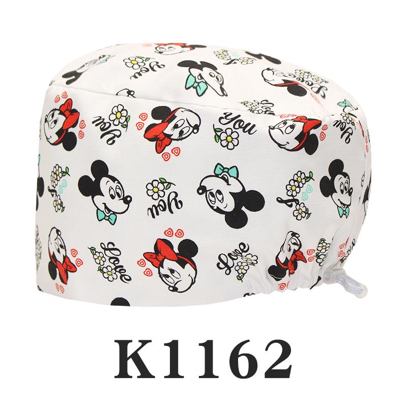 Cartoon Printed Nursing Caps Men Women Medical Hats Adjustable Long Hair Pet Dental Clinic Doctors Scrub Hat