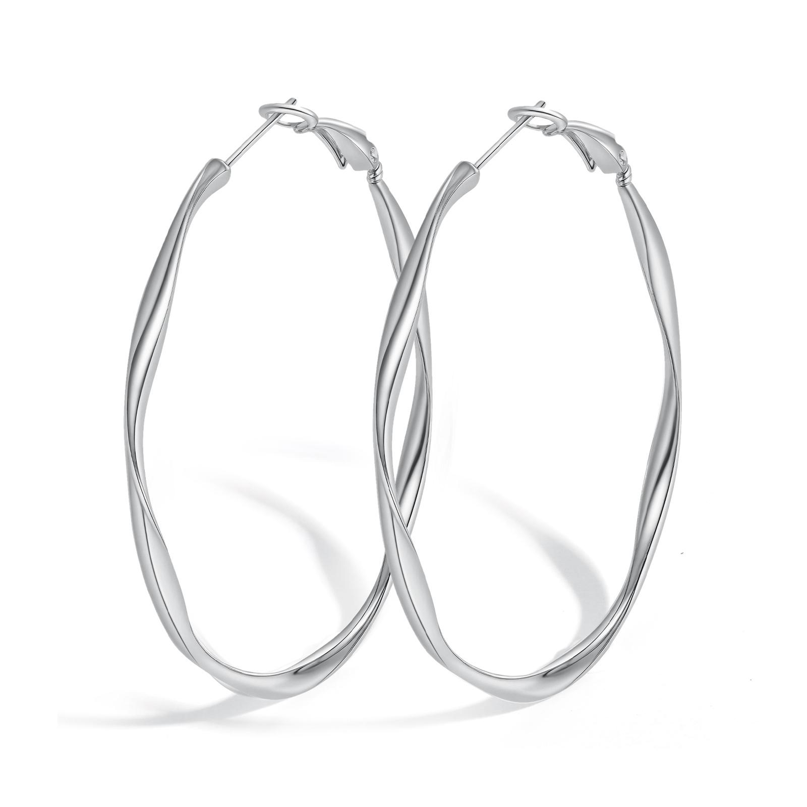 

Twist Circle Hoop Earring for Women, Stainless Steel Click-Top Mobius Hoop Huggies Earring, Tarnish Nickel Free Valentine s Gift