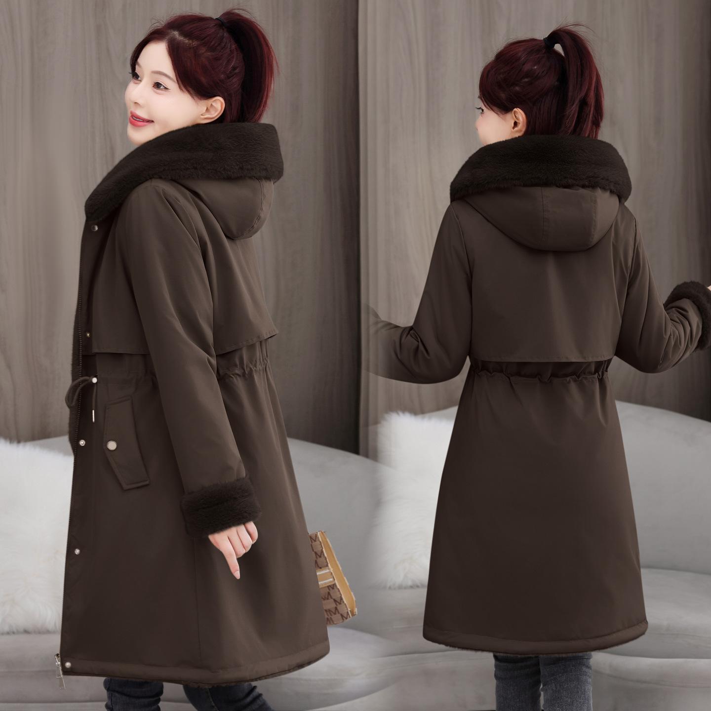 

Женская новая куртка с меховым воротником и капюшоном, двусторонняя, ветрозащитная, утолщенная, на подкладке, пушистая, теплая, свободного кроя, из высококачественной ткани, повседневная, спортивная, хлопковая одежда XXXL темно-коричневого