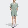 adidas Pure Color Sport Casual Short-Sleeve Jumpsuit Women Jumpsuit Silver-Grey Green HY2843