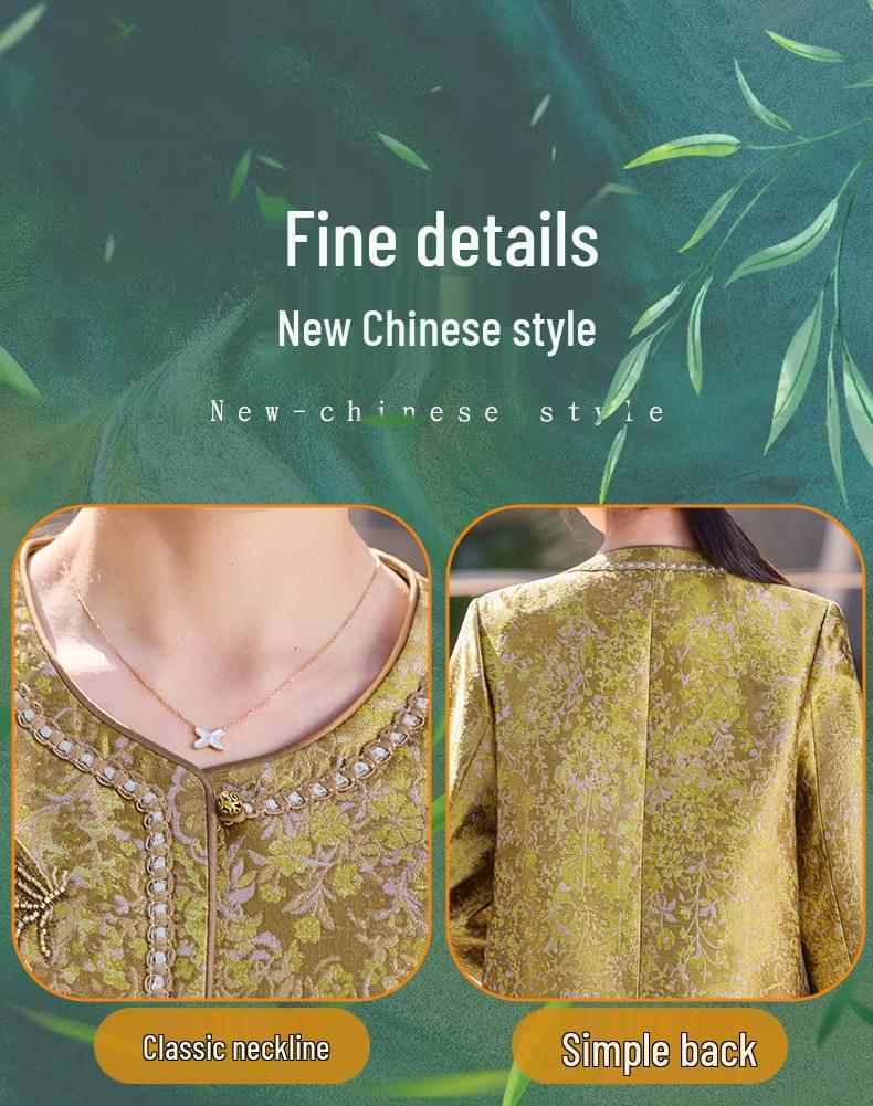 New Arrival 2026 Chinese Style Embroidered Spring Jacket for Middle-Aged & Elderly Women, Short High-End Design for Spring & Autumn