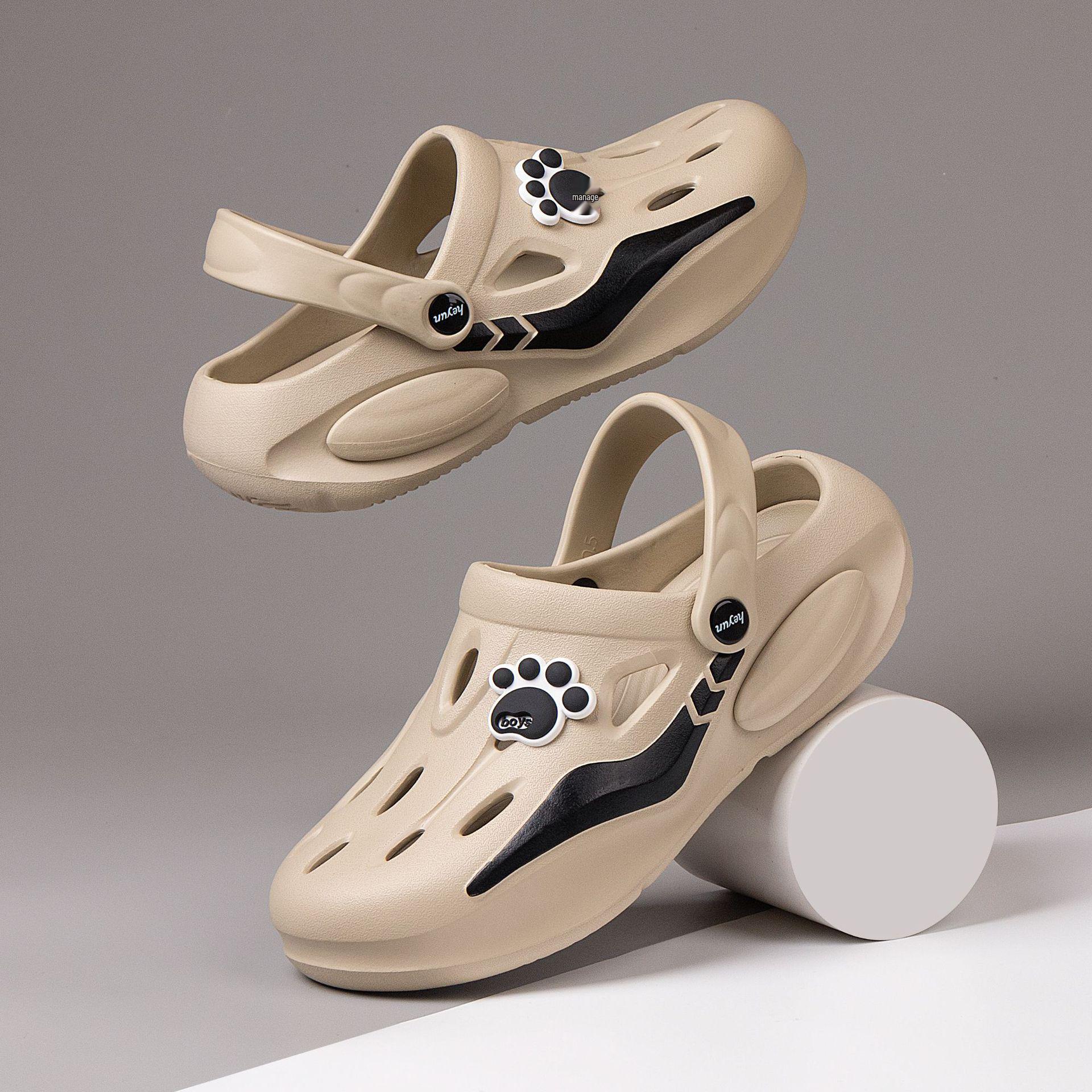 

Модная мужская обувь 2024 года из ЭВА на толстой подошве с отверстиями для повседневной носки на улице и на пляже 40-41 хаки