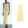 Summer New Product Women's Clothes French Straight Collar Open Back Ramie Blended Midi Skirt Intimates Type Dress 3387730