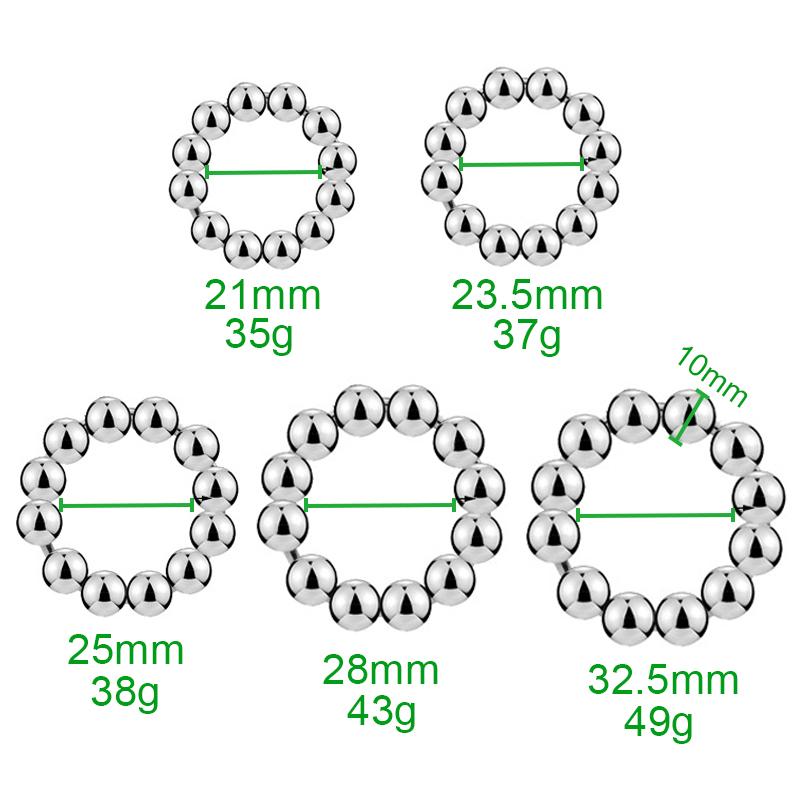 Neuer Penisring aus rostfreiem Metall, Sexspielzeug für Männer, Verzögerung der Ejakulation, Penisring aus Edelstahl mit 13 Perlen, Eichelstimulator