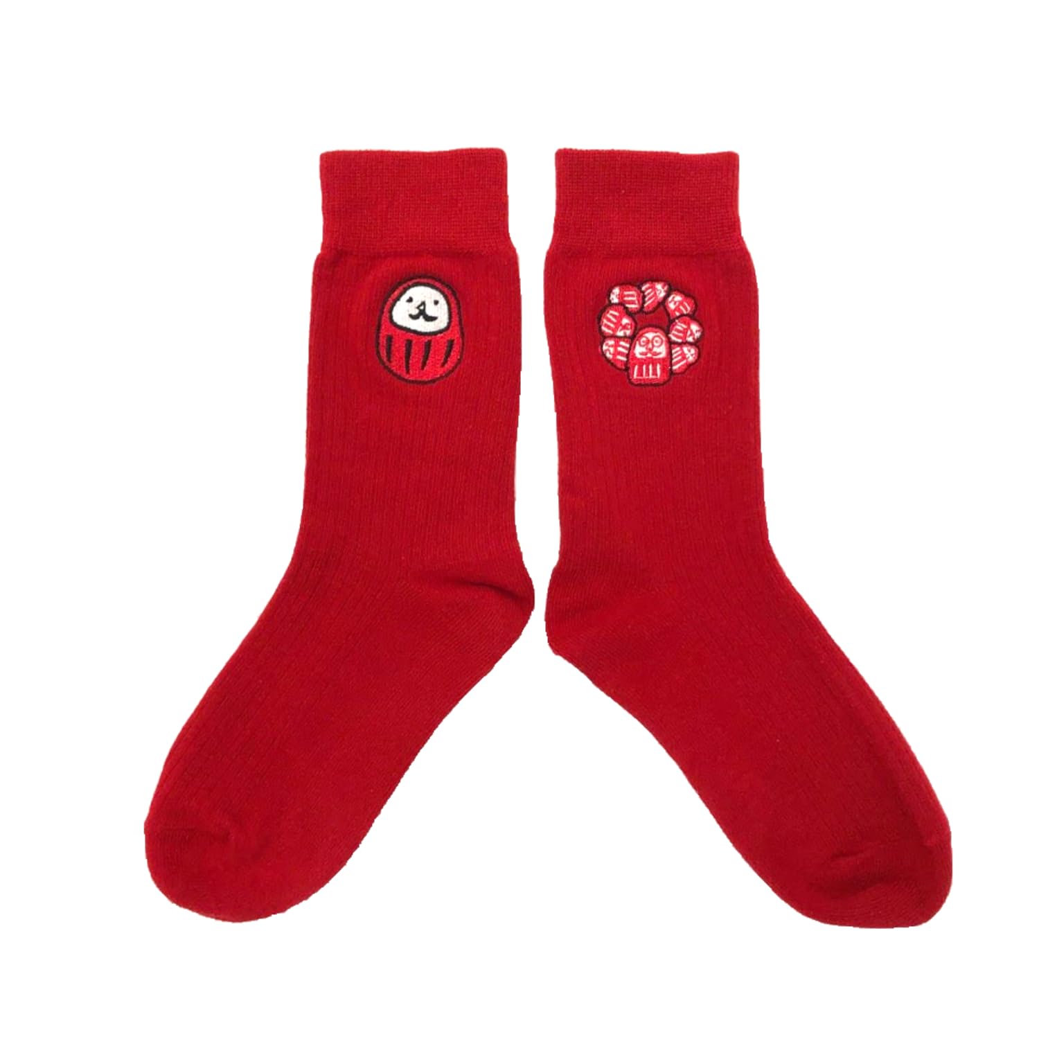 

Embroidered Ribbed Socks Socks Daruma 23-27cm [Official]