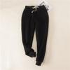 Women's Solid-Color Fleece-Lined Fall/Winter Sweatpants: Lambswool Casual Sweatpants with Cuffed Legs and Drawstrings for Winter