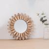 Rustic Wood Sunflower Decoration Wall Mirror Flower Wood Frame Hanging