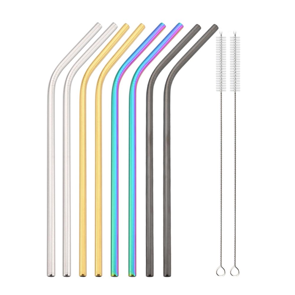 Metal 304 Stainless Steel Straw Straight Bent Drinking Straw Colorful Reusable Straw Set With Case Cleaning Brush Bar Accessory 5