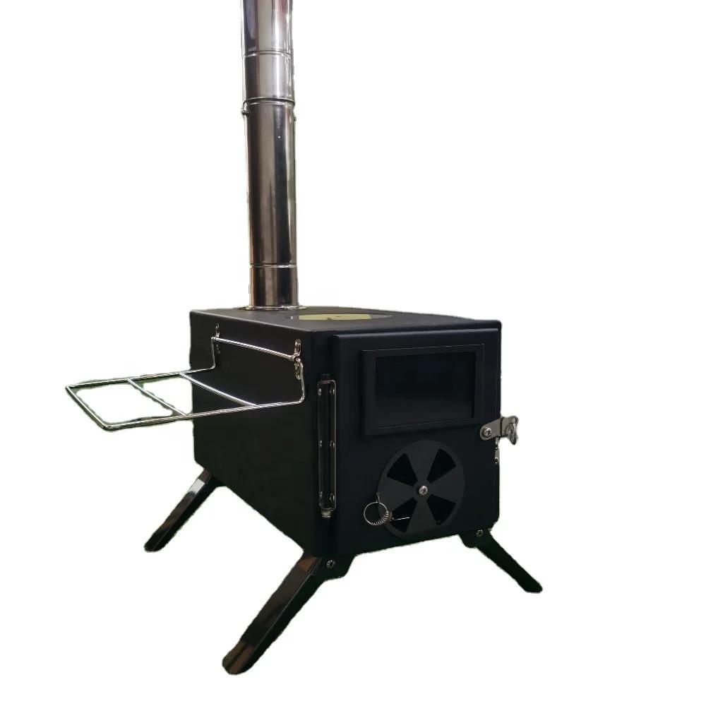 

Large Firewood Stove with Split Chimney Bonfire Stove Portable Durable All iron Foldable for Tent Camping Heating And Cooking чорний