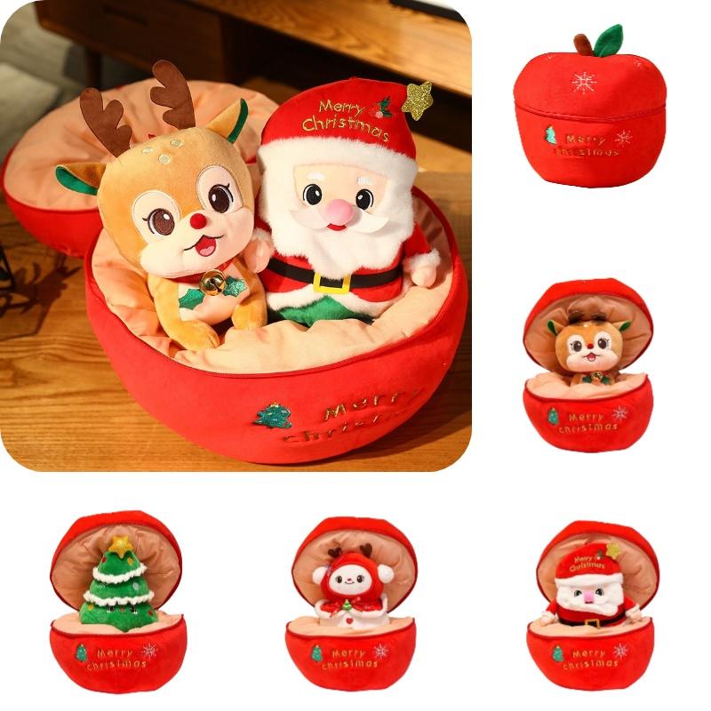 Cute Christmas Plush Animal Adorable Stuffed Deer Snowman And Santa Claus Figure For Home Decor
